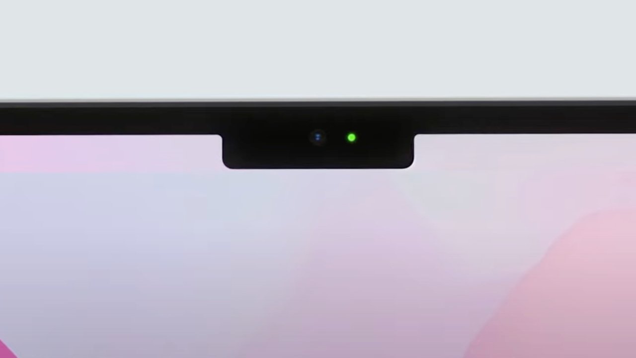 The notch on a MacBook Air with a 1080p webcam