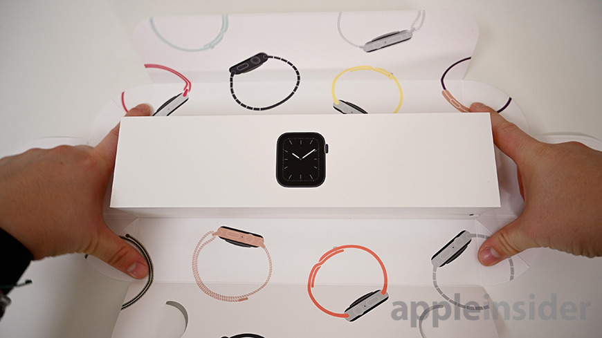 Apple Watch in Space Gray being unboxed
