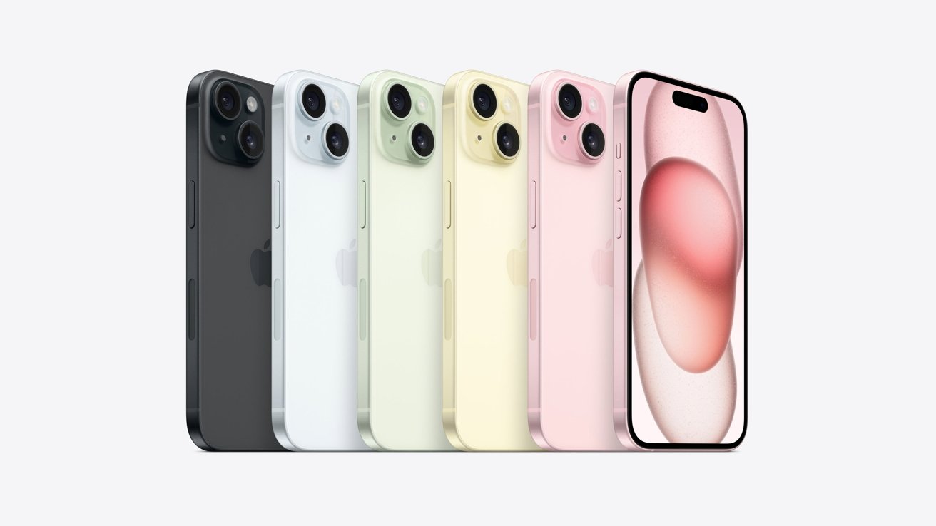 The iPhone 15 color range. 