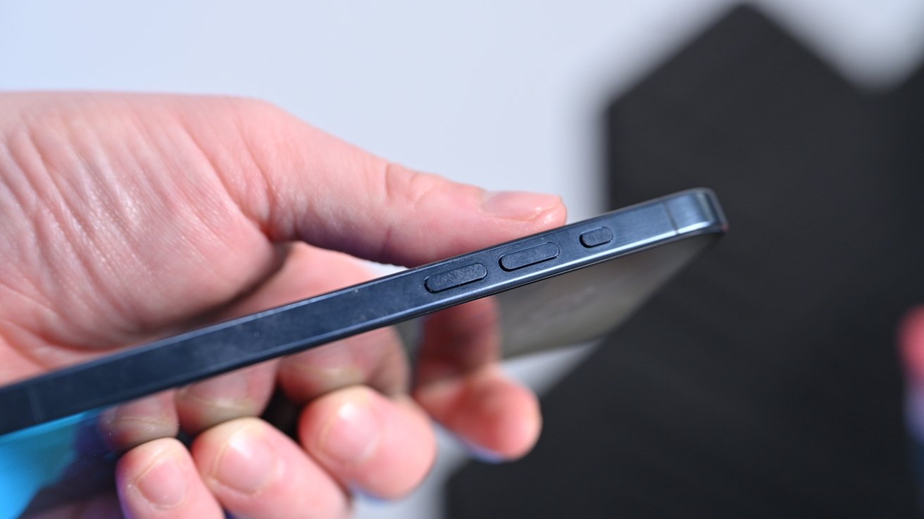 Sides of the blue titanium iPhone 15 Pro